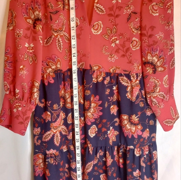 Vince Camuto Women Dress V-Neck Mixed Florals Lined Long Sleeves Gold Buttons 2 - Picture 17 of 17